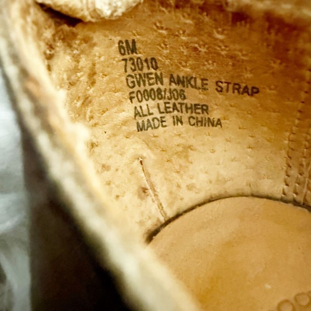 FRYE | Gwen Wedge Sandals Brown Leather Ankle Strap Peep Toe Heels | Size 6 - Picture 5 of 9